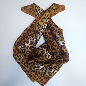 Echo Brown and Black Leopard Cheetah Animal Print Silk Scarf